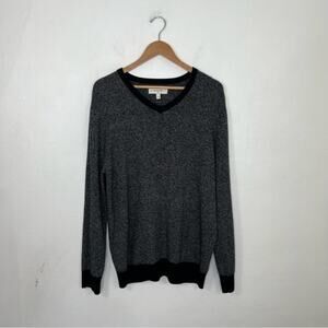 Hawker Rye V Neck Black White Cotton Cashmere Sweater Size Large